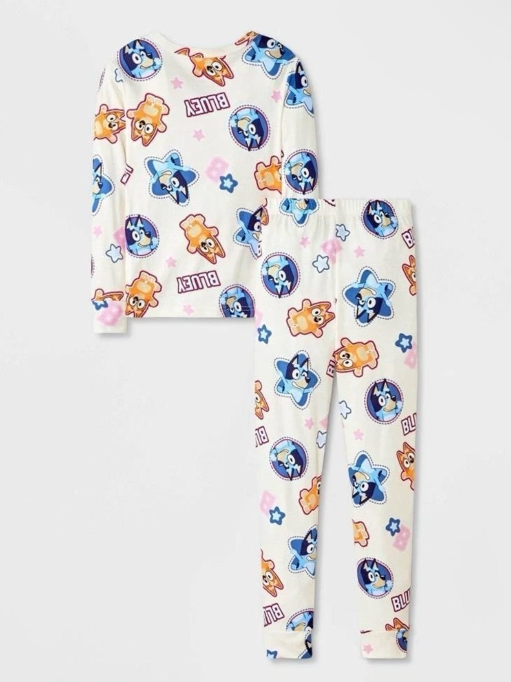 Bluey & Bingo 4pc Long Sleeve & Pants Pajama Set Size 6 NWT Blue & White